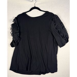 Plus Size Philosophy Short Sleeve Black Blouse with Chiffon Sleeves - Size 2X